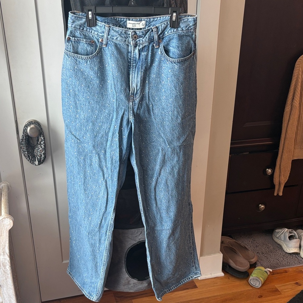 Abercrombie & Fitch Blue Studder Straight Leg Women's Jeans